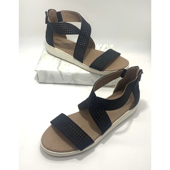 Adam Tucker Me Too Womens Rally Black Strappy Sandals 7 Medium - Picture 1 of 9